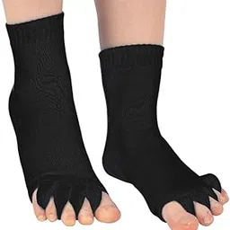 Evissa Premium Cotton Toe Separator Socks - Alleviate Bunions & Plantar Fasciitis, Dual Gender Foot Pain Relief, Foot Alignment, Orthopedic Compression Socks for Men & Women (Black)-picture-46