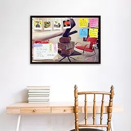 ArtzFolio Large Woman Resting D2 | Bulletin Board Notice Pin Board | Vision Soft Board Combo with Thumb Push Pins & Sticky Notes | Dark Brown Frame | 24 x 16 inch (61 x 41 cms)-picture-32
