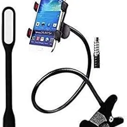 Metal Lazy Stand Bracket Mobile Phone Stand | Flexible | Portable - Foldable | 360 Degree | Gooseneck Long Arm Clip - Black-picture-38