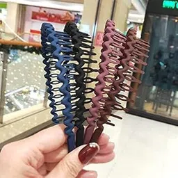 generic H-Style Store 6 PCS Fashion Plastic Elastic Hair Bands Wavy Hair Comb Black Brown Headband Teeth Comb Shine Hairband Hoop Matte Hairbands Hair Accessory.-picture-39