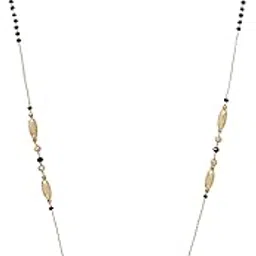 Stylish Gold-Plated Mangalsutra Necklace with AD Stone Studded Modern Pendant, Ethnic Traditional Black Beaded Contemporary Fashion Tanmani Chain Jewellery Gift for Women and Brides-51-image-80