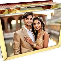 MUSHA Reusable Wooden Modern Money Saving Box | MDF Piggy Bank with Gold Acrylic Borders | 6x4, 6x8, 12x8 Inch | Custom Photo & Savings Tracker | Dual Slot Design | Transparent Bottom Cover (6x8)-image-22