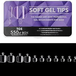 NAILWIND Soft Gel Toenail Tips, 550Pcs Soft Gel Toe nail Tips, Toe Press On Nails, 11 Sizes Full Cover Acrylic False Nail Tips, for Beginner and Professional Home Salon Diy image 1