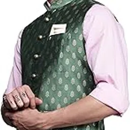 manyavar Men's Art Silk Ethnic Nehru Jacket (Jacket Only)-picture-49