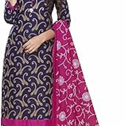 miraan Women's Printed Unstitched Cotton Dress Material(SAN2305_Multi-Coloured_Free Size)-picture-33