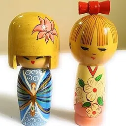 crafts india emporium Crafts India® Handcrafted channapatna Wooden Japanese Couple Dolls/Toys- 15 cms-picture-27