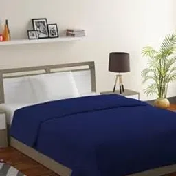 300 TC All Season Solid/Plain Lightweight Polar Fleece Double Bed Blanket (230 x 230 cm) Blue Blanket Double IV19-image-5