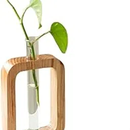 HS ART Wooden Table Flower Vase for Home Decor Propagation Decor Plant Holder Dining Table Flower Vase for Home Office Living Room Rectangular (1)-picture-48