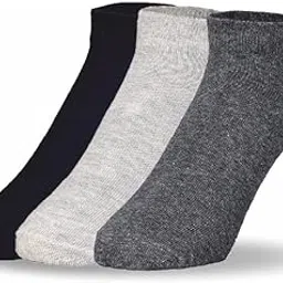 Comfortable Non Terry Low Ankle Socks for Men and Women | Breathable and Lightweight Ankle-Length Socks | Ideal for Sports | Casual Wear ANTHRA/GREY/BLACK Pack of 3-image-95