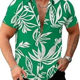 uiriuy Men's Tropical Printed Shirt – Casual Beach Hawaiian Style Button Down | Bold Banana, Snake & Leaf Designs-picture-42