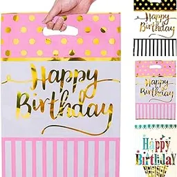 Wanna Party Pack of 20 Foil Goodies for Return Gifts for Kids, Party Favor Loot bags, Pink & Golden Polka Dot Loot Bags, Khoi Bags, Gift Bags For Girls, Colorful Gift Bags-image-14