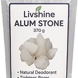 Livshine Organic Phitkari Alum Stone for Face | Fitkari Stone for Skin Tightening, Water Purification, Shaving & Teeth Care | Premium White Crystals Fitkiri Alum | Gentle & Effective (370 Gram, Stone)-image-2
