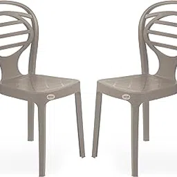 Oaknest Unboxing Furniture Supreme Oak Plastic Chair | Armless Chair For Dining Room | Bearing Capacity 120 Kgs | 6 Months Warranty (Champagne)| Set Of 2 Chairs-picture-16