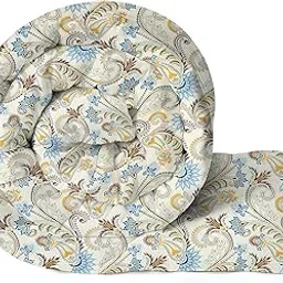 220 GSM Reversible Microfiber AC Comforter/Blanket/Quilt/Duvets for Winter King Size Double Bed (230X250 cm Hypoallergenic Skin Friendly Washable Cream-image-8