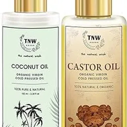 TNW-The Natural Wash Combo of 100% Pure Castor Oil & Coconut Oil | Castor Oil For Hair,Skin,Eyelashes And Nails 100 ML |Virgin Coconut Oil Improves Hair,Skin Improves Hair Texture 100 ML image 1