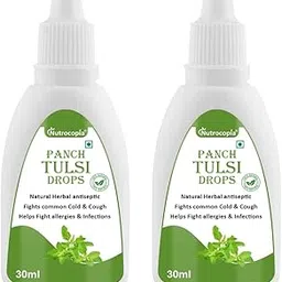 Panch Tulsi Drops Extract with 5 Rare Tulsi for Helps to Fight Allergies & Infections | Fight Common Cold & Cough (30ml) Pack of 2-image-1