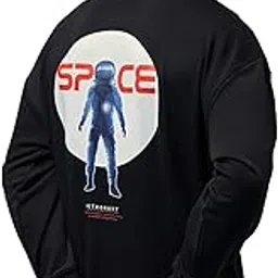bewakoof Polyester Official NASA Merchandise Men's Graphic Printed Oversized Fit Full Sleeve Round Neck Terry Sweatshirt-picture-37