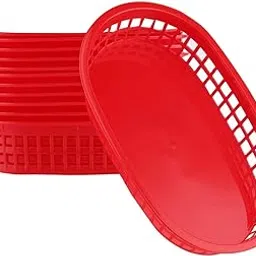 CALANDIS® 12Pcs Oval Fast Food Baskets Plastic Platters for Restaurants Picnic Burgers red | Food Storage Containers | Kitchen Storage & Organization | Kitchen, Dining & Bar-picture-50