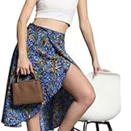 bodyfigure Women's Midi Textured Print Wrap Around Skirt | Women Wear Midi Skirt-picture-62