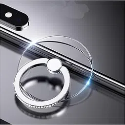 BeFunky Transparent Phone Ring Stand Holder Mobile Phone Ring Holder Finger Grip 360 Degree Rotation (Bling Silver Transparent Round)-picture-10