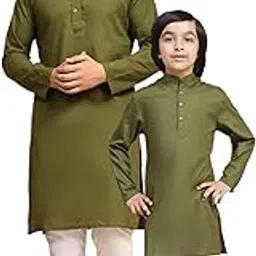skavij Pure Soft Cotton Kurta Pajama Set Combo for Father and Son Dress Size 2Y to XXL-picture-29