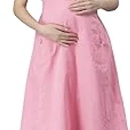 Women's Cotton Round Neck Half Sleeves Maternity Dress Feeding Kurti with Zipper (1464-MD)-image-40