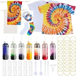 WEBEEDY 5 Sets All-in-One Tie Dye Kit Tiedye Shirt Kit with 26 Colors, White T-Shirts, Socks and Hairbands, DIY Clothing Craft for Adults Large Groups, Permanent Fabric Tie Dye for Clothes Gift-image-41