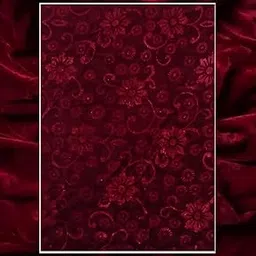 Maroon Flower Design Velvet Embossed Velvet Fabric Material 1 Meter | Sofa Cloth Material | Unstitched Fabric for Making Cushion Cover, Sofa Cover, Backdrop| Width 44 Inches | Pack of 1 Mtr-picture-11