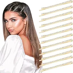 INHEAVEN 10 (golden) Pieces Rhinestone Bobby Pins Decorative Fancy Crystal Bobby Pins Shiny X Shaped Hair Clips Metal Hair Barrettes Bling Diamond pins (Golden)-image-60