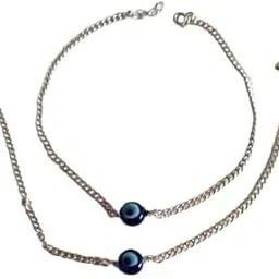 aashi silver jewellery Pure Silver 925 Adjustable Evil Eye Ball Anklet Payal With Nazariya For Women Girls with original Certified Set Of 2 (22 cm with 5 extended hook) (8.2gm)-picture-45