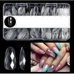 Almond NailTips-102Pcs Clear Medium Almond Press on Nails, 3D Diamond Shape Designs Soft GelTip Full Cover Acrylic Nail Tips,Nail Extension 12 Sizes Suitable for Nail Tips Art Salons ＆ Home DIY-picture-58