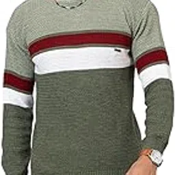 Men’s Winter Pullover – Crew Neck Knit Sweater with Bold Striped Block Pattern | Cozy Knitwear for Cold Weather Fashion-image-29