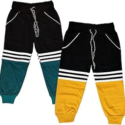 Kids Unisex - Girls and Boys Solid Cotton Track Pants Pack of 2-picture-47