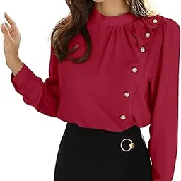 jashudi Style Women's Long Sleeve Blouse with Pearl Buttons and Ruffle Detail-picture-37