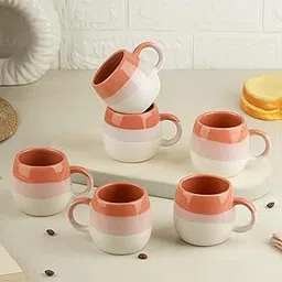 The Earth Store Tritone Ovule Brown Ceramic Tea Cups Set of 6 Microwave and Dishwasher Safe, Perfect for Every Occasion Capacity - 190 Ml Each - Ceramic-image-64
