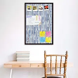 ArtzFolio Vintage Blue Stripes | Bulletin Board Notice Pin Board | Vision Soft Board Combo with Thumb Push Pins & Sticky Notes | Dark Brown Frame | 16 x 24 inch (41 x 61 cms)-image-52