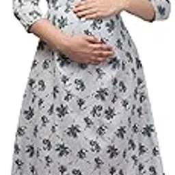 zuvino Maternity Dresses for Women | Feeding Kurtis for Women | Stylish Pregnancy Dresses for Women | Feeding Dresses for Women with Zip | Maternity Cotton Gowns for Feeding Baby. (X-Large) Grey-picture-28