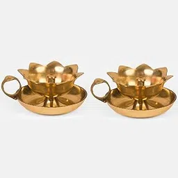 The Divine Tales Pure Brass Sampath Diya Pooja Deepak Traditional Akhand Diya with Base for Diwali Home Temple Decoration Spiritual Lamp for Aarti Festival Housewarming Anniversary Gift (2)-picture-21