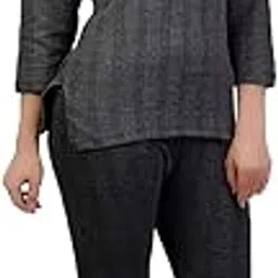 zimfit Women's Cotton Winter wear 3/4 Sleeves Thermal Top and Lower Set in Dark Grey-picture-13