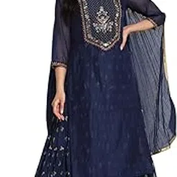 biba Synthetic Women Double Layered Kurta Churidar Suit Set-picture-63