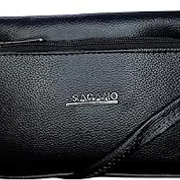 PU Leather Sling Bag | 4 Zip Compartments | Detachable Crossbody Strap | Purse for women | casual bag office bag.-image-23