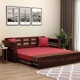 NATRAJ ART & CRAFT Sheesham Wood Foster 3 Seater Sofa Cum Bed for Living Room Three Seater Sofa Bed for Home Sofa Com Bed Sheesham Wood | 7 Year Warranty (Walnut Berry Diamonds)-picture-15