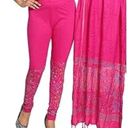 Bandhani Cotton Lycra Printed Leggings with Dupatta for Women (Black,Pack of 1)-image-16