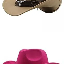 myaddiction 2pcs Cowgirl Hat Breathable Casual Cowboy Hat for Women Men Camel Pink-picture-27