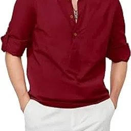 zombom Men's Cotton Blend Mandarin Collar Self One Design Full Sleeve Casual Short Kurta-picture-26