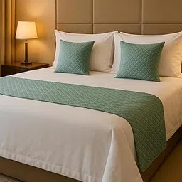 KINGLY 3 Piece Velvet Bed Runner Set – Luxury Quilted Hotel Style Bedding Décor for King Size Bed | Pastel Green | 16x96 Inch Bed Runner with 2 Cushion Covers 16x16 Inch-image-6