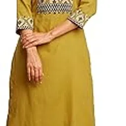 kami kubi Straight fit kurta with hand block printed yoke and mirror details.-picture-28