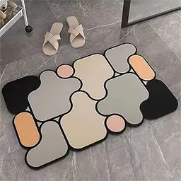 SAXAT Water Absorbent Rectangular mats for Bathroom Kitchen Door mat Anti Slip Skid Bath mat (Design 9)-picture-23
