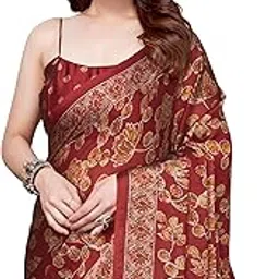 mirchi fashion Women's Designer Chiffon Floral Leaf Printed Saree with Blouse Piece-picture-30