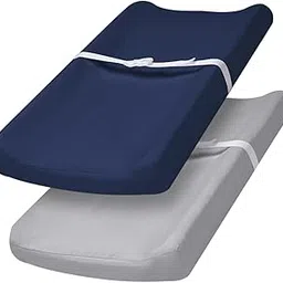 PHF Baby Changing Pad Covers for Boys Girls, 2 Pack Ultra Soft Breathable Microfiber Changing Pad Table Sheets for Most Baby Changing Pads, Light Grey & Navy-picture-10